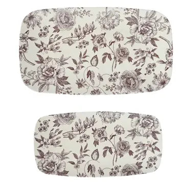 Brown Delft Stacking Melamine Trays set of 2