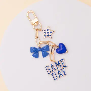 Game Day Bag Charm Keychain Blue White
