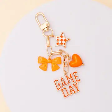 Game Day Bag Charm Keychain Orange White