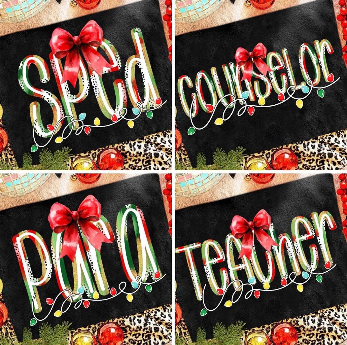Christmas School Font Bow & Lights
