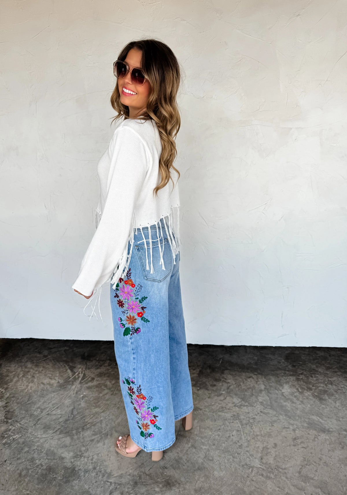 Floral Embroidery Jean