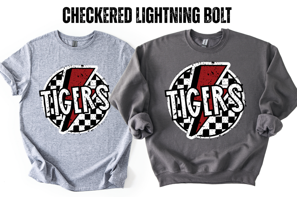 Tigers Checkered Lightning Bolt