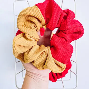 Gold & Red Colorblock Oversized Scrunchy