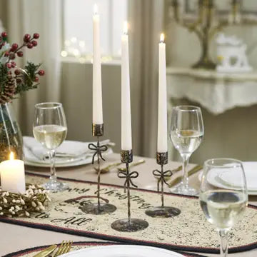 Set of 3 Bow Candlestick Holders